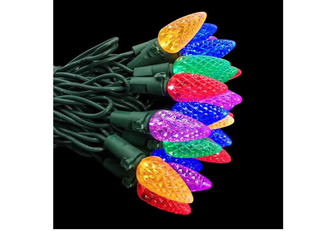 C6 Christmas Lights 50 LED Multicolor Strawberry 18ft Waterproof String Lights for Outdoor Indoor Garden Yard Home Party Christmas Tree Decorations (Multicolor)