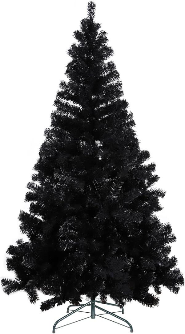 CCINEE 6 Feet Pine Christmas Tree Decor with Solid Metal Stand Artificial Full Black Tree Xmas Decorations for Themed Party Indoor Outdoor Living Room Home