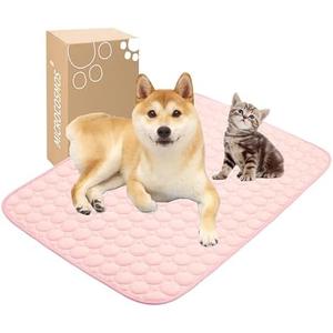 MICROCOSMOS Summer Cooling Mat & Sleeping Pad- Water Absorption Top, Materials Safe, Easy Carry, EZ Clean. Keep Cooling for Pets, Kids and Adults.(Pink, 28" x 22")