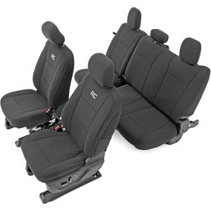 Rough Country Neoprene Front & Rear Seat Covers for Ford F-150, Lightning, F-250 & F-350 (2015-2026) Crew Cab w/Front Bucket Seats & Rear 60/40 Split