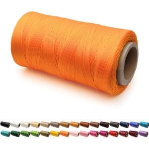 Flat Waxed Thread for Leather Sewing String Polyester Cord Stitching Bookbinding DIY Weave Craft (1.0mm 210D, Orange)