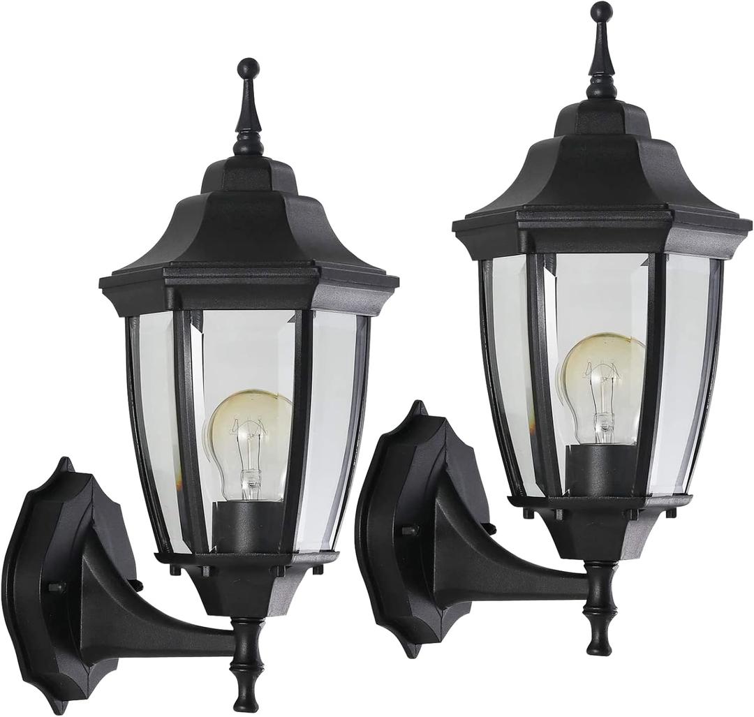 2-Pack Waterproof Aluminum Outdoor Light Fixture Wall Mount Exterior Porch Lights Outdoor Wall Lamp,Anti-Rust Porch Lights for Outside Garage Patio Exterior Lights for House (Black)