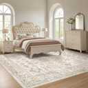 9x12 Area Rug for Living Room, Washable Vintage Pattern, Non-Slip Stain Resistant Soft Durable Floor Rug for Bedroom & Dining Room - (Light Brown & Beige)