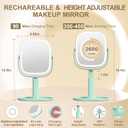 Mocado Makeup Mirror with Lights, 1X/20X Magnifying Mirror with Light, Vanity Mirror with 3 Colors Lights, Height Adjustable Lighted Makeup Mirror, Double Sided 360Rotation, Memory Function (Green)