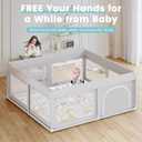 Hiaksedt Baby Playpen with Mat, 50x50 Inch Playpen for Babies and Toddlers | Baby Fence for Indoor & Outdoor, Sturdy Safety Play Yard with Soft Breathable Mesh, Anti-Fall, Gray