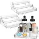 OMISTAR 3 Pcs 3 Tier Spice Rack Organizer, Clear Plastic Organizer for Countertop, Kitchen Cabinet Organizer and Vanity, Versatile Storage Shelf for Cosmetics, Perfume, and More