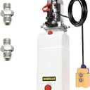 12V DC Single Acting Hydraulic Power Unit, 8L Hydraulic Pump Plastic Reservoir, 3000 PSI for Dump Trailers, Snow Plows, Log Splitters, Lift Gates