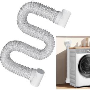 Dryer Vent Connector Kit Double 90 Degree Dryer Vent Elbow + Dryer Vent Hose, Dryer Duct Connector for 4 Inch Tubes, Clothes Dryer Vent Connector Elbow Kit Easy to Clean & Connect in Narrow Spaces