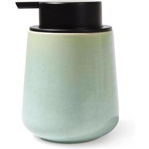BosilunLife Hand Soap Dispenser - Ceramic Dish Soap Dispenser for Bathroom 12ounce Refillable Liquid Hand Wash Dispenser for Essential Oil, Lotion Soap, Light Green