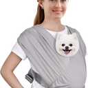CUBY Swaddle Dog Sling Carrier for Small Dogs, Front Pet Sling Carrier Chest,Hands Free Adjustable Cat Sling Carrier Soft Cotton Reducing Pain Puppy Sling Carrier for Small Pet Up to 10lb (Light Gray)