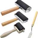 4 Pack Rubber Roller - Brayer Rollers with 3 Size for Crafting Brayer Rollers for Printmaking Brayer Tool Paint Brush Ink Applicator Art Craft Oil Painting Tool 1.4 in,2.4 in,4 in + 1 Scraper HRJZF