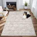 Area Rug 3x5 Geometric Rug: Washable Boho Moroccan Rugs Soft Farmhouse Rug, Modern Neutral Stain Resistant Indoor Floor Carpet for Livingroom Bedroom Dining Table Nursery(Ivory Mocha,3'x5')