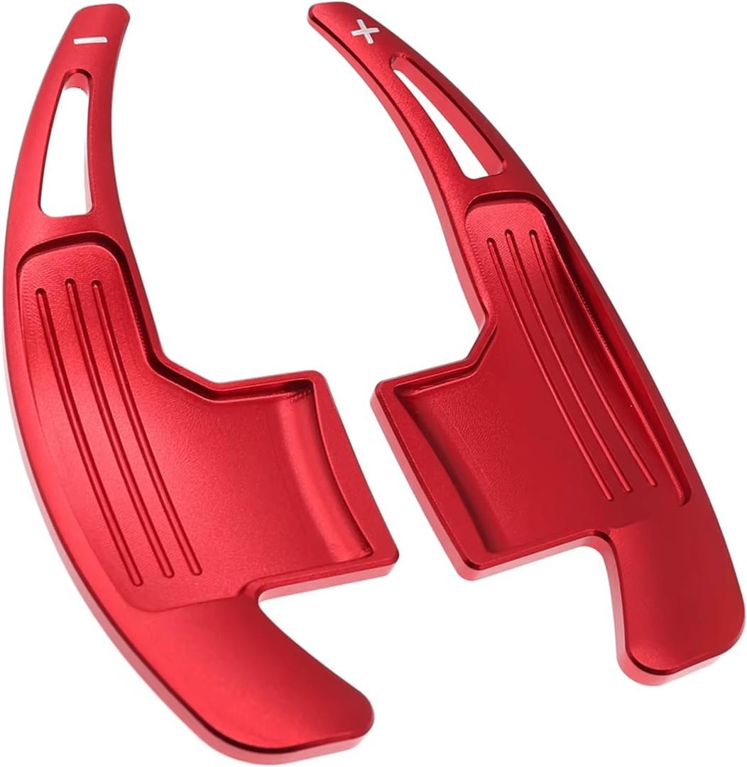 Steering Wheel Shift Paddle Extended Shifter Trim Cover for Ford Mustang 2015 2016 2017 2018 2019 2020 2021 2022 2023 Interior Decoration Accessories Aluminum Alloy (Red 2PCS)