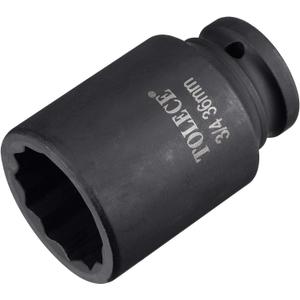 uxcell  1-9/16 Drive 36mm 12-Point Deep Impact Socket, CR-MO Steel 78mm Length, Metric Sizes