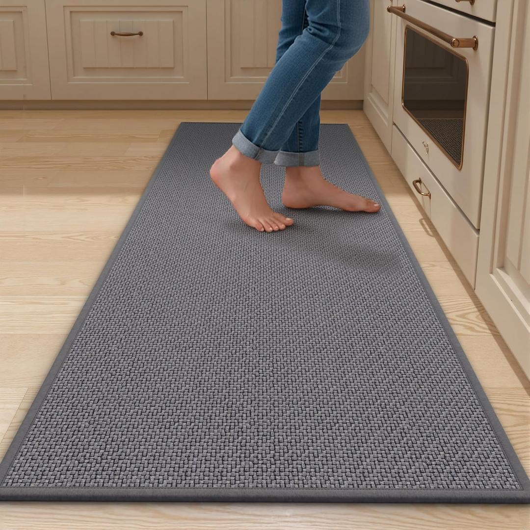 20-Inch Wide Kitchen Mats for Floor, Non-Slip Kitchen Rugs, Grey, 20''×47''