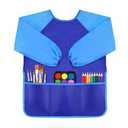 DaiUni Art Smock for Kids, Toddler Paint Smock, Kids Painting Apron, Waterproof Children Artist Craft Apron With Long Sleeve and 3 Pockets for Age 2-6 (Blue)
