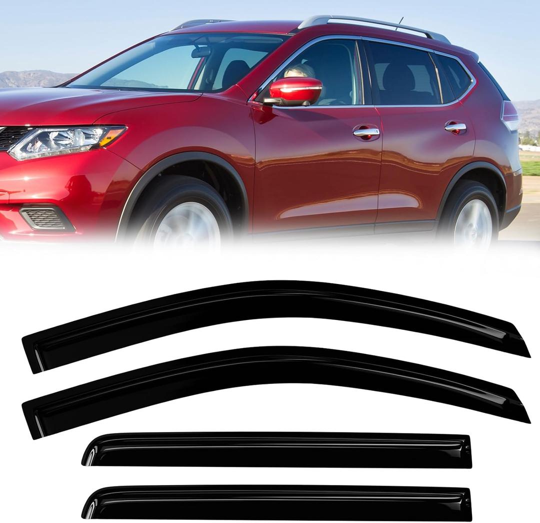 Window Rain Guards Compatible2014-2020 Rogue S SV SL 4PC Window Visors Vent Shade Deflector Tape On
