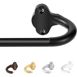 TVWOO Black Wrap Around Curtain Rods:5/8" Small Blackout Adjustable Window Curtain Rod for Bedroom Kitchen Apartment Renter Friendly,Room Darkening Curved Drapery Rods Easy Install,Matte Black 36-72"