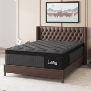 King Mattress, 12 Inch Hybrid Mattresses Black with Gel Memory Foam and Individually Pocket Innerspring Euro Top Medium Firm for Motion Isolation, Edge Support
