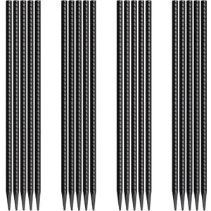 Rebar Stakes 16 Inch 20 Pack Heavy Duty Ground Anchors with Chisel Point End Long Straight Steel Tent Stakes 3/8" Thickness Metal Spikes Black Coated for Concrete Timber Camping Garden Plant