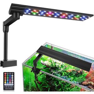 Zingbabu Aquarium Light, 12-20" 20W Full Spectrum LED Clip On Fish Tank Light, 270° Rotation Fish Lamp, Exclusive for 2-15 Gallon Fish Tanks, Freshwater Aquarium Lights for Plants
