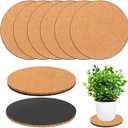 6 Pieces Cork Plant Coasters, 6 Inch Cork Plant Mats, Cork Coaster for Planters, Plant Coasters for House Plants Indoors (Nude & Black)