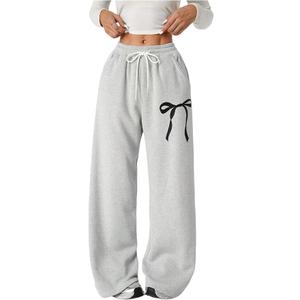 Verdusa Girl's Bow Baggy Sweatpants Wide Leg Athletic Pants with Pockets, Size 7Years