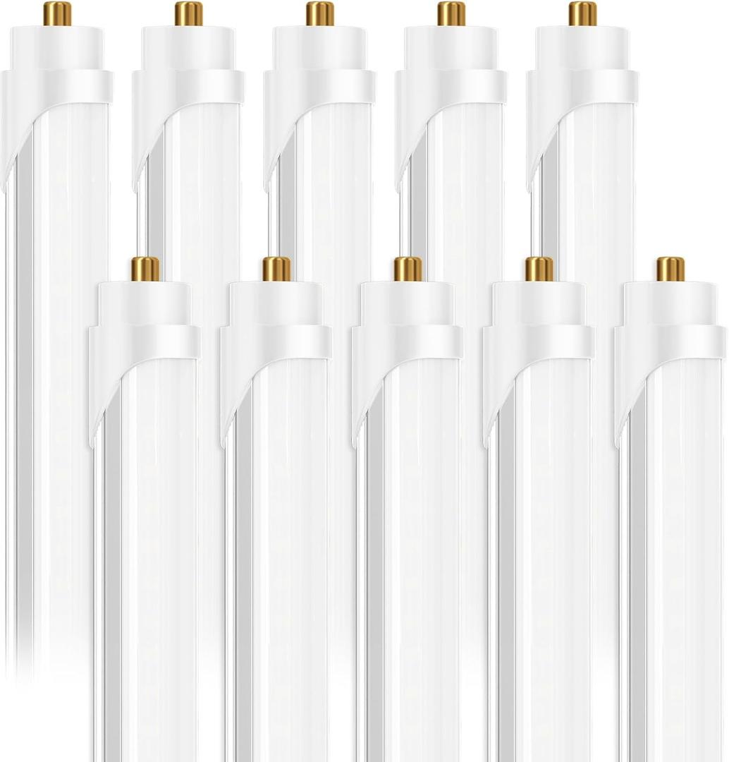 8 Foot Led Bulbs T8 T12 LED 8ft Tube Light F96T8 F96T12 LED Bulb 96" FA8 Single Pin LED Replacement, (100W Equivalent) 6500K CW Daylight Milky Cover, 10 Pack