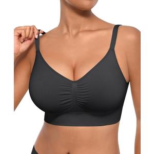 FeelinGirl Supportive Bras Bralettes for Women: Seamless Comfortable Full Coverage Bras with Removable Padded for Everyday (XX-Large, Black)