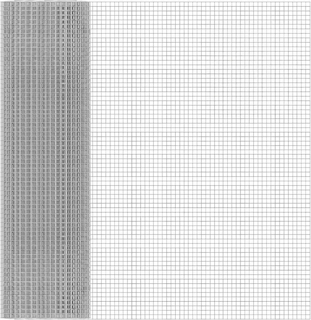 48in x 100ft 19 Gauge Hardware Cloth 1/2 Inch Mesh Roll - Galvanized Chicken Wire Fencing for Garden Fence, Poultry Netting, Gopher Barrier, Animal Cage Screen, Chicken Wire Craft Projects (Sliver)