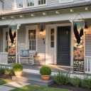 4th of July Decorations Outdoor Patriotic Memorial Day Decorations, Independence Day Veterans Labor Day Hanging American Flag Porch Sign Banner, Stars and Stripes Porch Sign Party Supplies