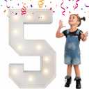 3FT Light Up Numbers Letters, Mosaic Numbers for Balloons, Giant Mosaic Balloon Number 5 for 15th 25th Birthday Decorations, 50th Anniversary Decor, 50th Wedding Party Decoration