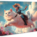 Western Cowgirl Canvas Wall Art Trendy Poster Cat Cute Pictures Vintage Prints Cowgirl Painting 12x16 No Frame
