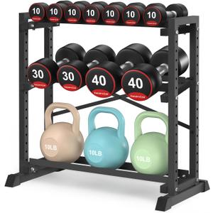 Eocnrhe Dumbbell Rack Stand Only, Weight Rack for Home Gym, 3-Tier Adjustable Dumbell Rack, Heavy-Duty Weight Stand for Dumbbells Kettlebells & Weight Plates(Rack Only)