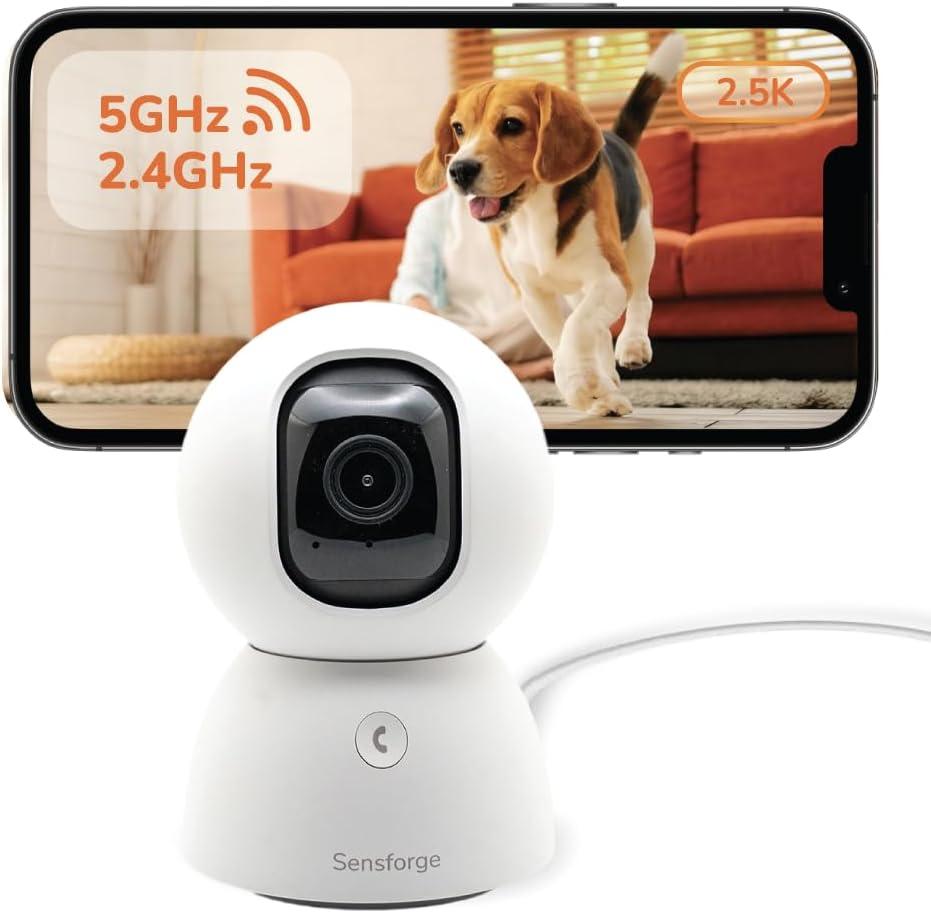 SensForge 2.5K Indoor Pan-Tilt Security Camera Lite, 360° Dual-Band WiFi Camera for Home, Free AI Human & Pet Detection, 2-Day Cloud + Two-Way Talk