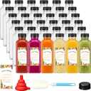 Moretoes 42pcs 16oz Plastic Juice Bottles with Caps, Reusable Juicing Bottles with Lids, Clear Containers for Smoothies and Other Beverages