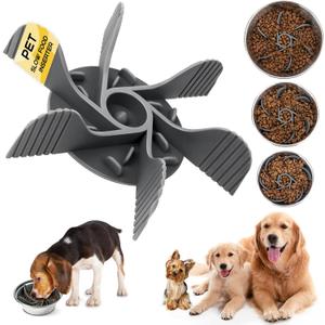 Slow Feeder Insert for Small, Medium, Large Breed Dog Bowls - Turning Dog Bowls into Slow Feeder with 18 Octopus Suction Cups