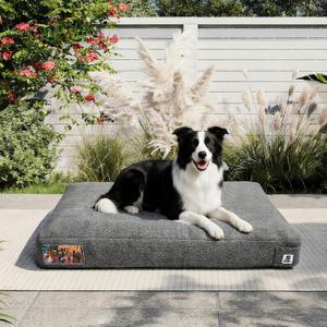 Sytopia 36 Inch Indestructible Durable Dog Beds for Large Dogs, Chew Proof Waterproof Pet Crate Pad with Machine Washable Removable Cover, Great for Indoor, Outdoor, Crate, Patio Use, Grey