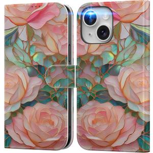 DEENAKIN for iPhone 15 Case Wallet, Card Slots Holder + Cash Clip | RFID-Blocking, Military-Grade Drop Protection & UV-Printed Artwork, Magnetic Closure with Leather Kickstand