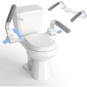 ZEAGUS Width Adjustable Toilet Safety Rails - 500lb Heavy Duty Toilet Safety Frame, Grab Bars, 60 Adjustable & Space-Saving Toilet Assist Arms for Seniors, Disabled, Elderly, Mobility-Impaired