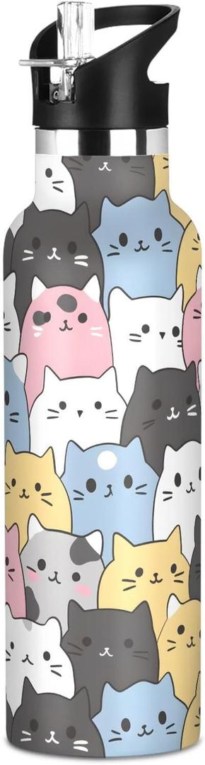 Cats Water Bottle for Girls Boys Kids Stainless Steel Water Bottles