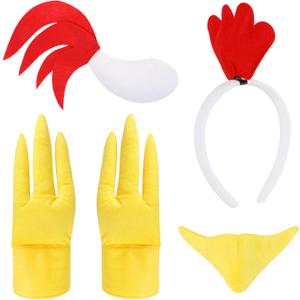 LIYDE Chicken Costume Set Chicken Headband Chicken Tail Chicken Beak Feet Halloween/Birthday/Christmas/Cosplay Party Decorations
