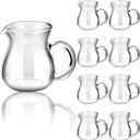 Suclain 8 Pcs Glass Creamer Pitcher Transparent Milk Pourer Mini Milk Pitcher Small Glass Pitcher Mini Carafe Coffee Mug Coffee Pot Creamer Pitcher for Milk Coffee Tea Syrup (Normal, 4 oz)
