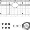 Sink Protectors for Kitchen with Sink Strainer, Sink Grate for Bottom 28.4" X 14.2", Stainless Steel Sink Bottom Grid Rear Drain Hole