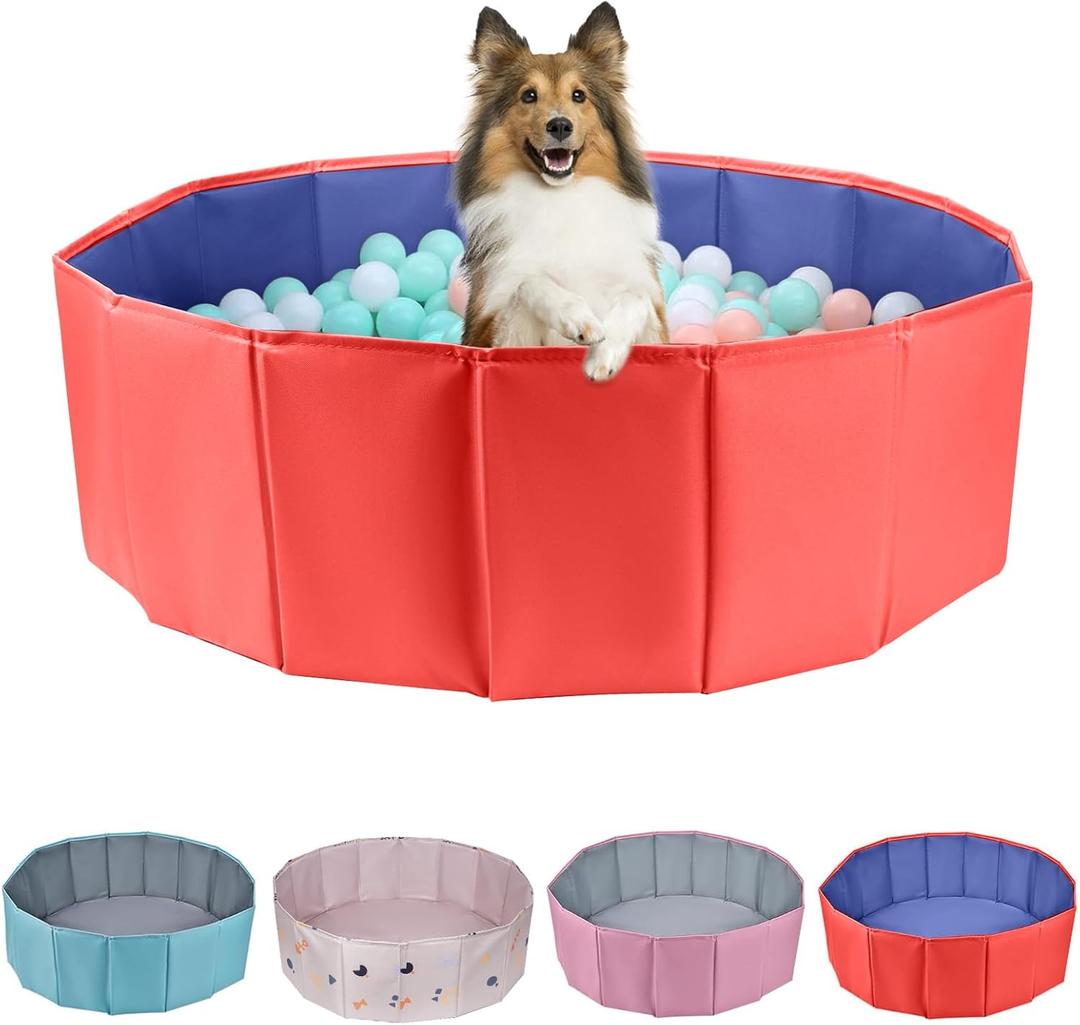 Dog Ball Pit, Foldable Ball Pit for Dog, Balls Pit for Dogs, Balls Pit for All Types of Dogs, Suitable for Indoor and Outdoor Activities (39.37inches in Diameter, Red,No Ball Included) (Medium)