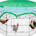 DEStar 8 Panel Foldable Outdoor Backyard Metal Coop Chicken Cage Enclosure Duck Rabbit Cat Crate Playpen Exercise Pen with Weather Proof Cover