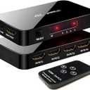 HDMI Switch 4X1, 4K Ultra HD HDMI Switcher 4 in 1 Out Support HDMI 2.0 HDCP 2.2,4K@60Hz, 3D,1080P, 4Kx2k@60Hz (IR Remote Control) (Black)