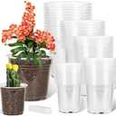 JNYONG 19 Pack 3.5/4/5/6/7 Inch Clear Nursery Pots with Drainage Hole,Variety Sizes Seed Starting Pots Transparent Plastic Plant Pots for Plants Transparency with 50 Plant Labels