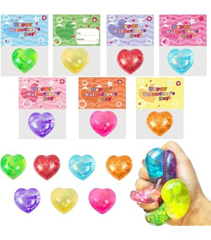 JOYIN 24 PCS Valentines Cards with Heart PU Stress Balls for Valentine Party Favor, Classroom Exchange Prize, Greeting Cards