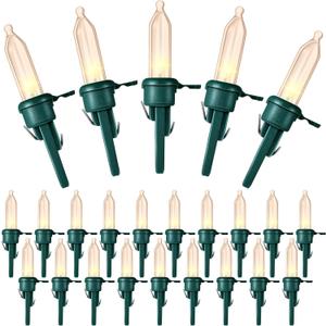 Honoson 120 Pieces LED Replacement Christmas Bulb 3v Waterproof LED Lights Bulb Bulk for Christmas Tree Decorations Xmas Indoor Outdoor Home Light Decor (Green Base With Warm White Bulb)